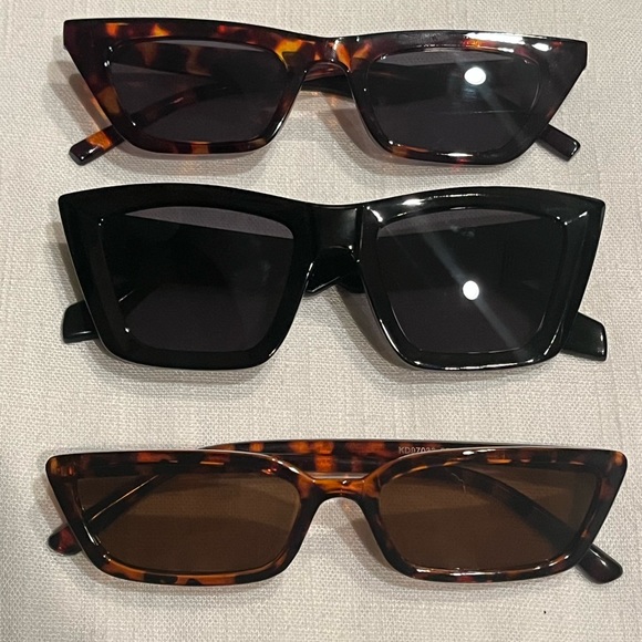 THREE NEW Fashion Sunglasses Cat Eye Thin Thick Tortoise Black SHEIN - Picture 1 of 4